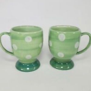 SLAH Two Polka Dot Pedestal Coffee Mugs EUC